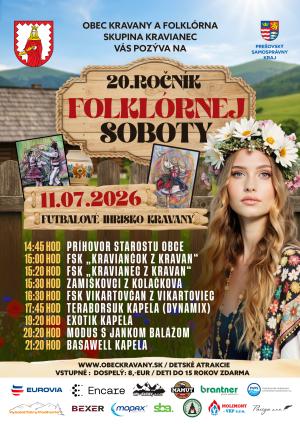Plagát 20.ročník Folklórnej soboty v Kravanoch
